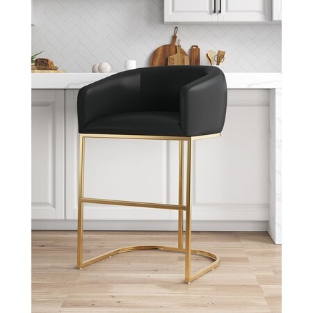 Manhattan Comfort Louvre Barstool in Black BS016-BK